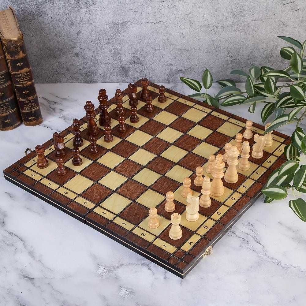 Нов Дървен Шах / Табла /Дървени Фигури /Настолна Игра  - 30см