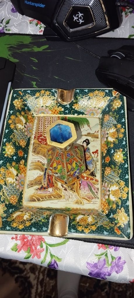Set vintage China: vază cloisonné impecabilă + scrumieră porțelan
