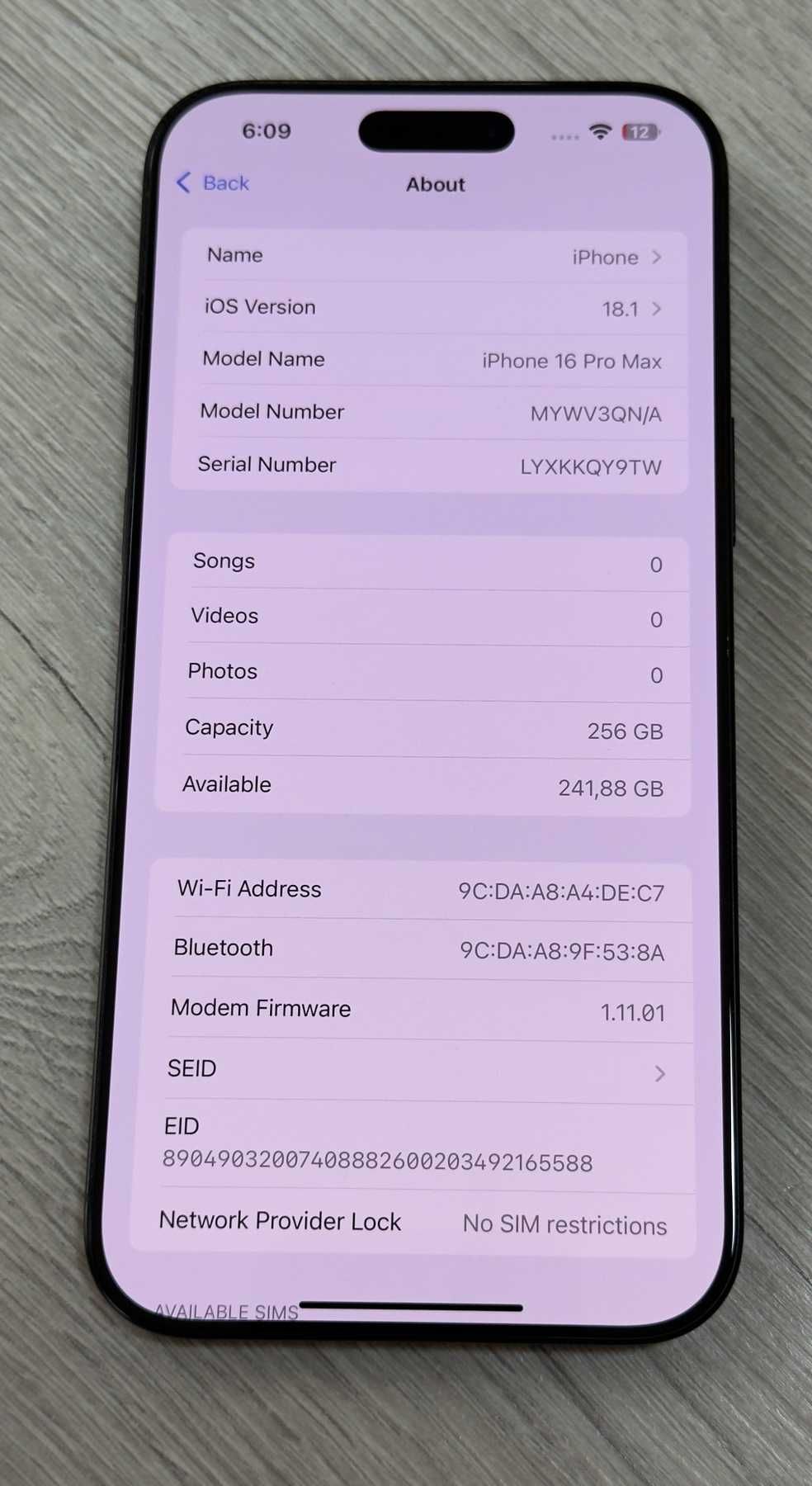 Apple iPhone 16 Pro Max 256/8гб