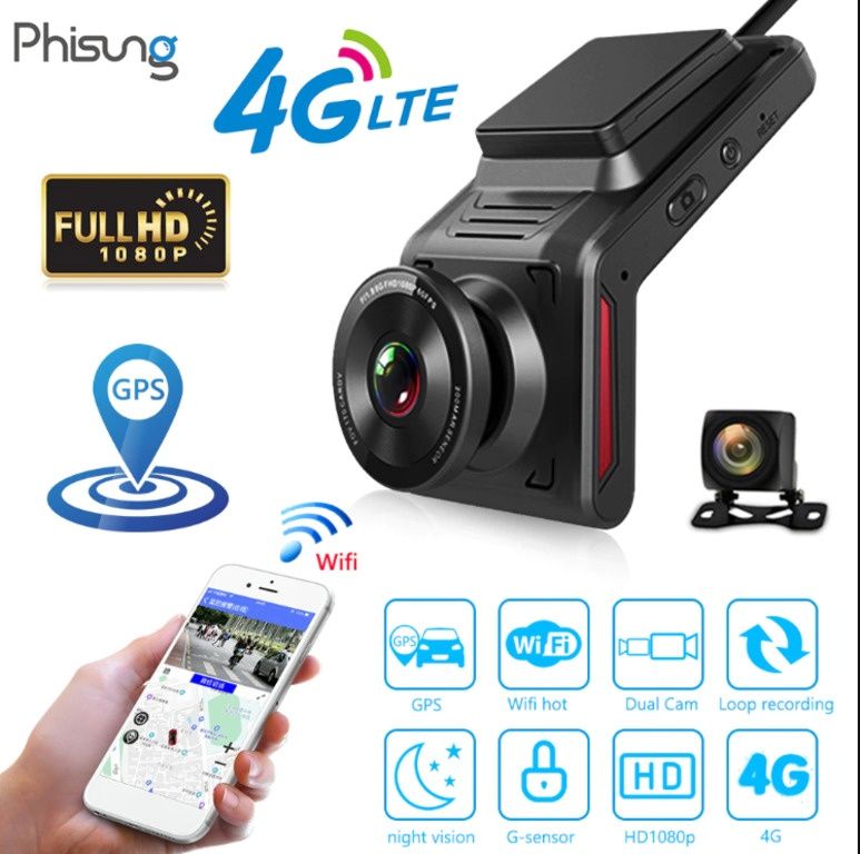 Видеорегистратор Phisung K18 + камера заднего вида + Wi-Fi, GPS и 4G