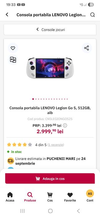 Consola portabila lenovo legion go s stare noua