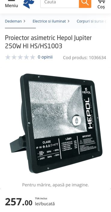 Proiector asimetric E40, exterior IP 65, 250w