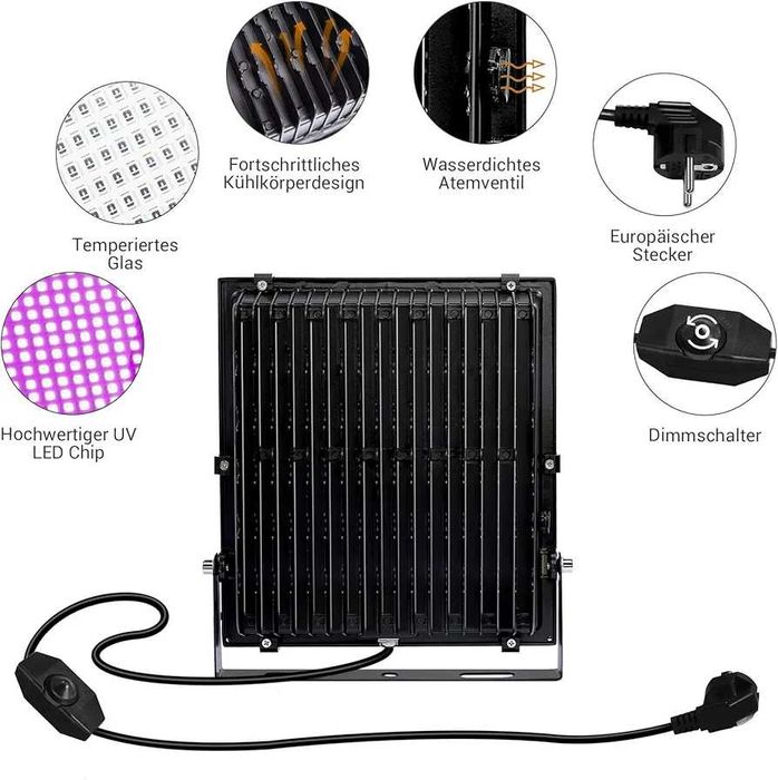 Set 2 Proiectoare UV 300W rezistente la apa IP66