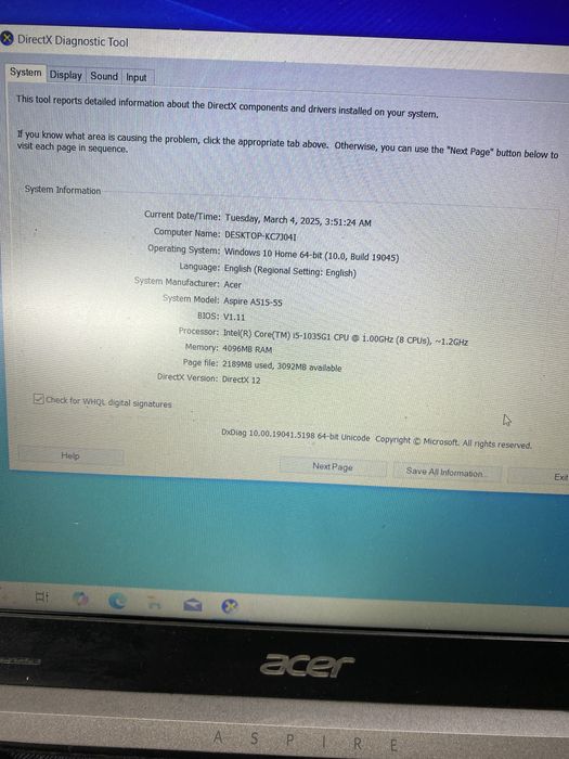 Laptop Acer Aspire 5