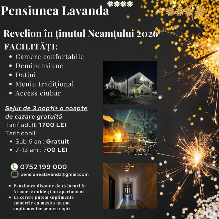 REVELION 2026 Pensiunea Lavanda, Piatra-Neamt