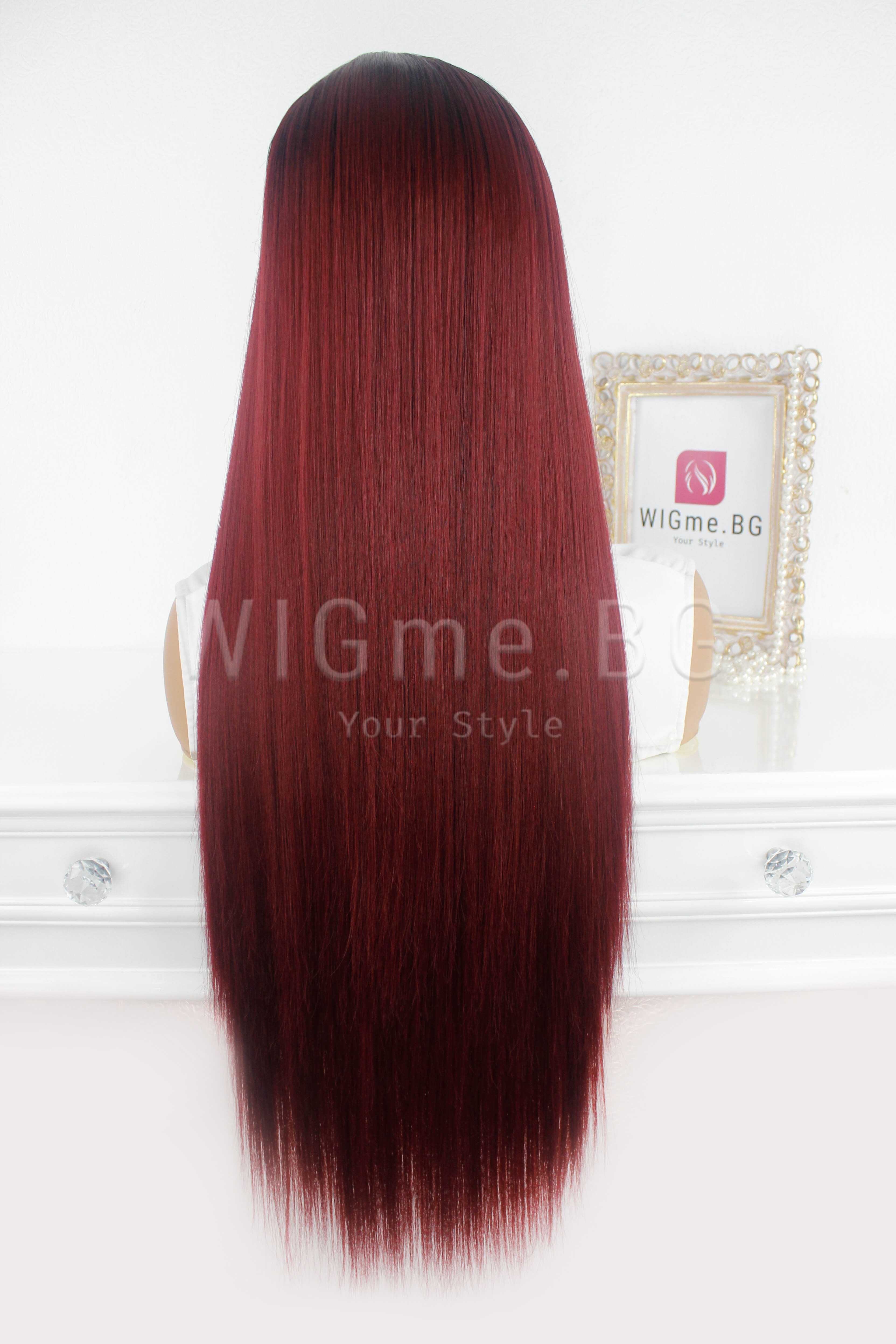 Дълга червена перука с черни корени Сидни