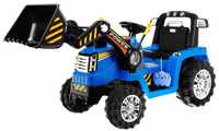 Tractor copii electric cu telecomanda cu excavator frontal, albastru