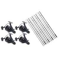 Set 4 lansete 3.9m / 3.5lbs / 3 seg si 4 mulinete HK 5000