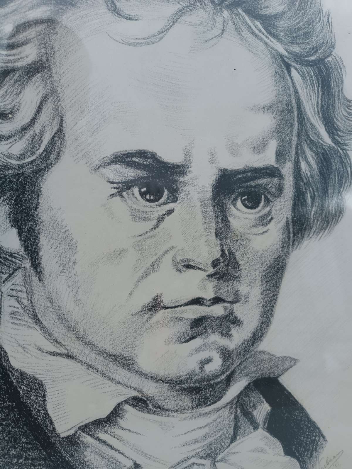 Стара графика на портрет на Бетовен на Холандски художник