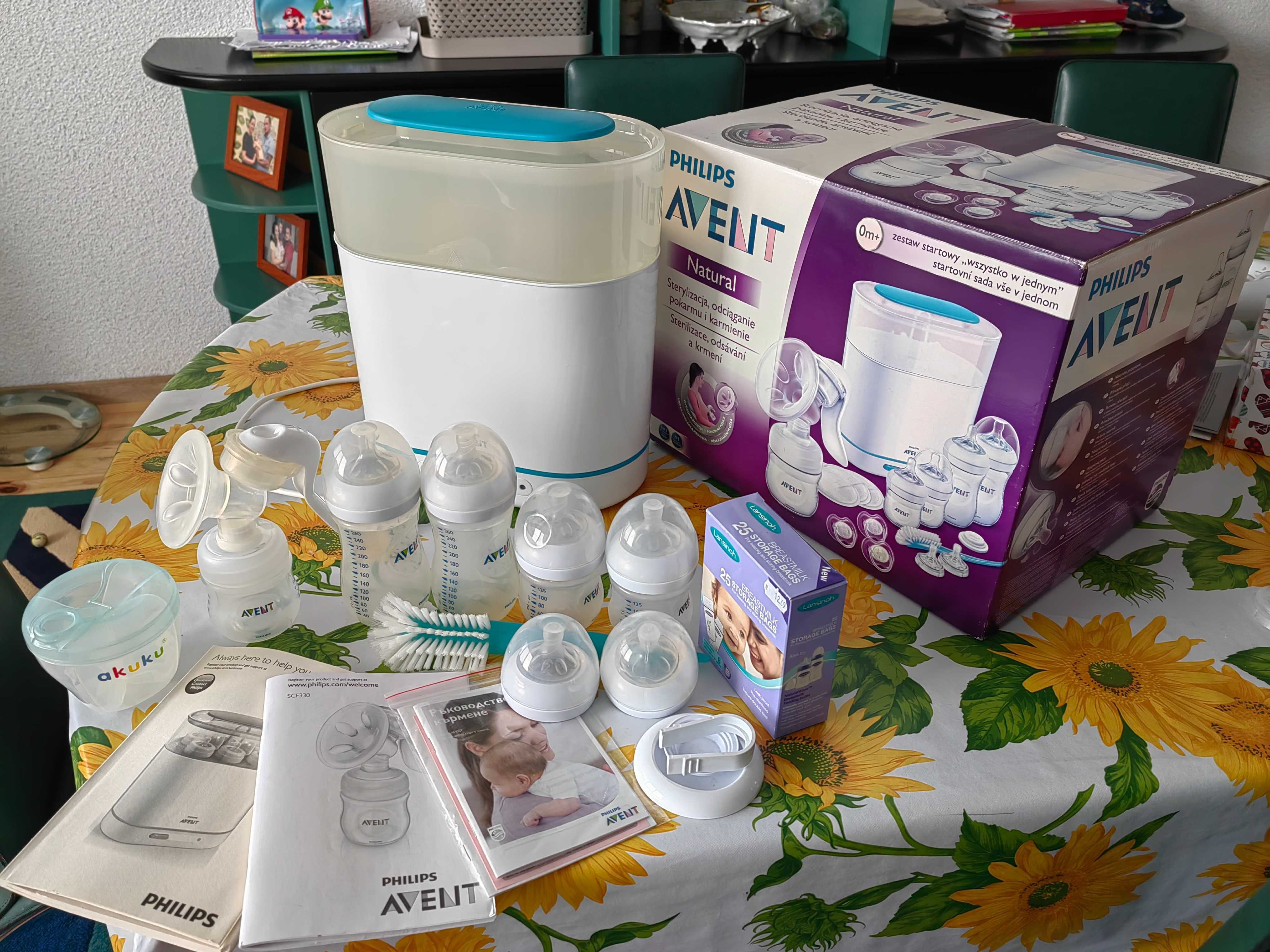 PHILIPS AVENT Стартов комплект за кърмене с ръчна помпа и стерилизатор