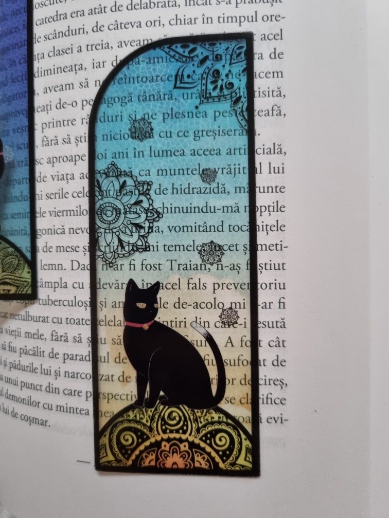 Set 6 semne carte elegante Pisica Neagra. Semitransparente,waterproof