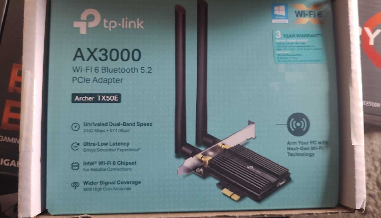 Placa de retea TP-Link Archer TX50E,AX3000,Wi-Fi 6, Bluetooth 5.0 PCle