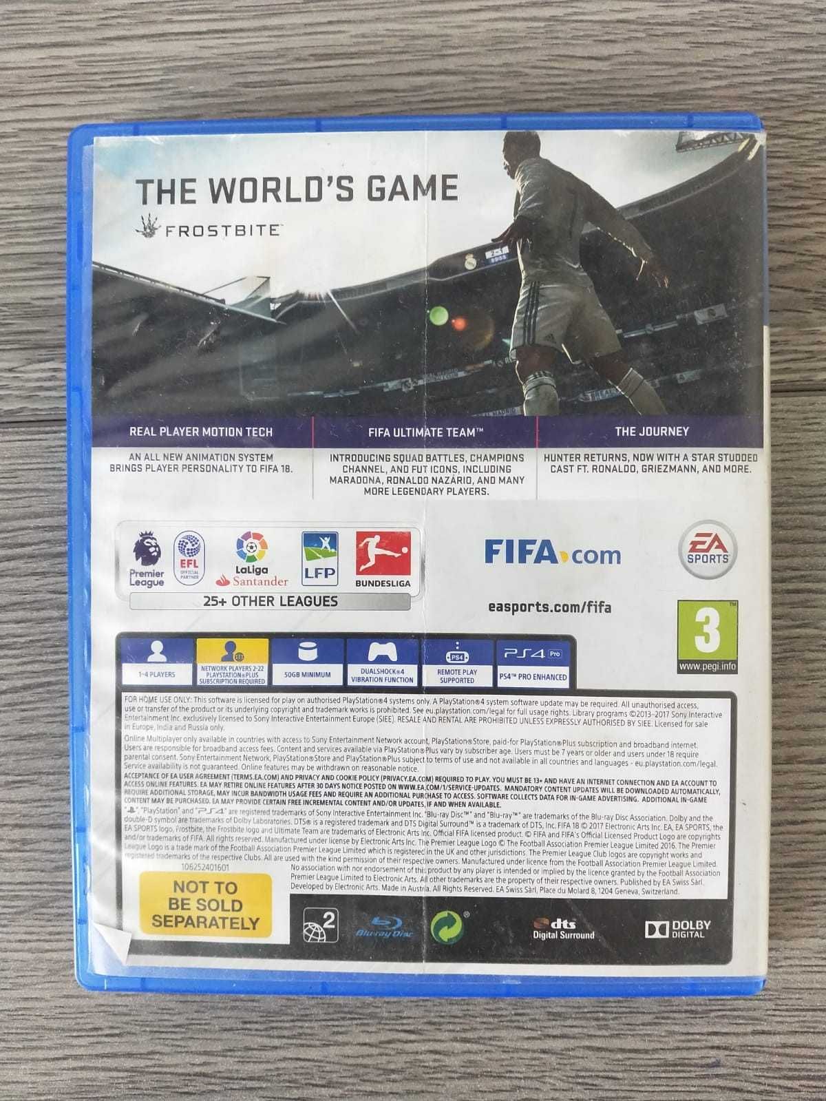 Продам диск с игрой FIFA18 для PS4..