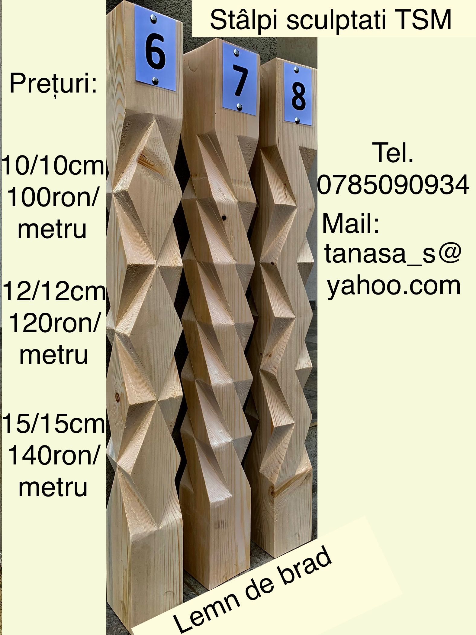 Stalpi sculptati lucrați manual, balustradă terasă foisor