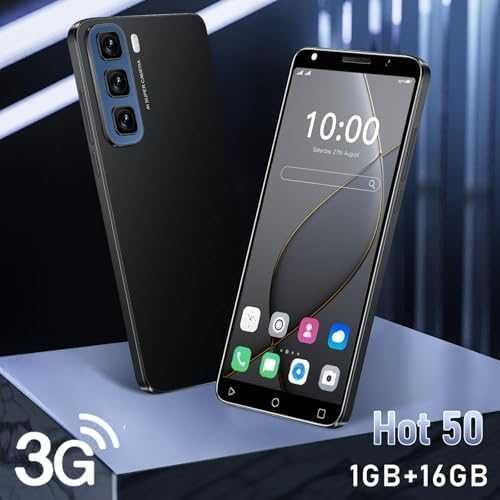 Нов черен евтин Компактен смартфон 5" 3G, 16GB, двойна камера, Face ID