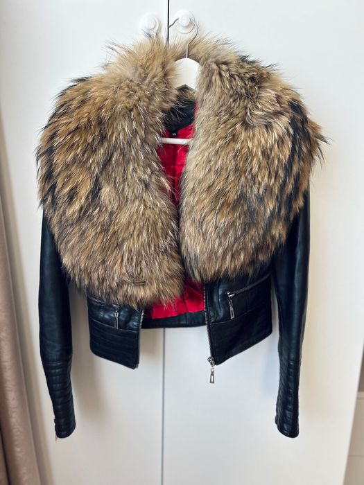 Яке от естествена кожа и яка от лисица