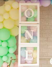 3 броя кутии за декорация, за балони One рожден ден