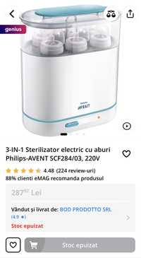 3-IN-1 Sterilizator electric cu aburi Philips-AVENT SCF284/03, 220V