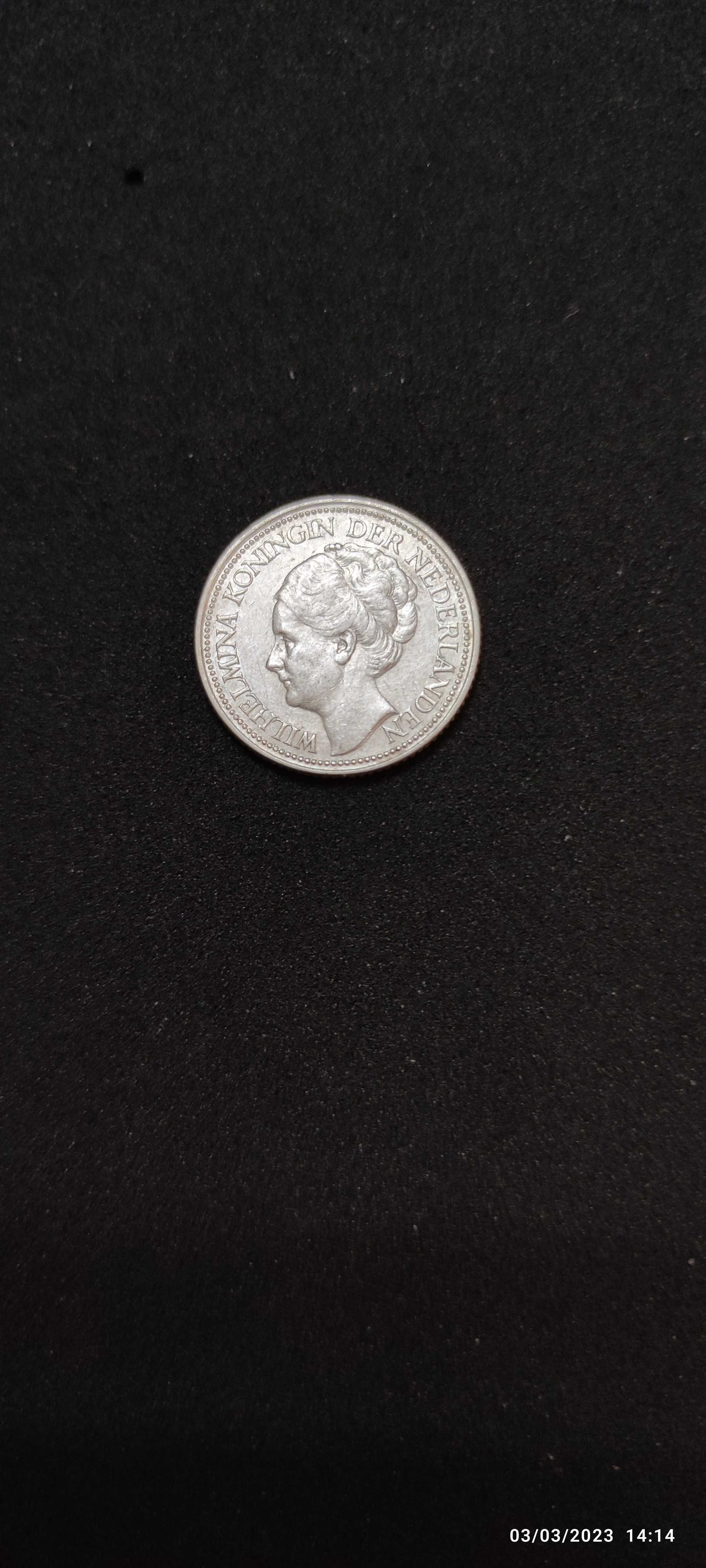 Moneda argint 25 Cents, OLANDA, 1941