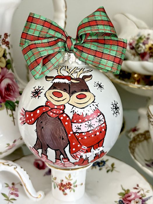 Ръчно рисувани стъклени коледни топки за елха