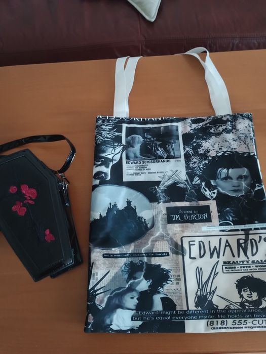 Tote bag Edward Scissorhands и чантичка в стил Addams Family, Мортиша
