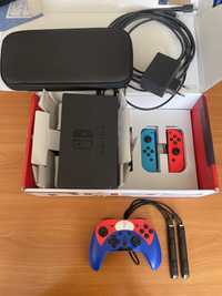 Nintendo Switch Neon Red & Neon Blue - пълен комплект + 5 игри
