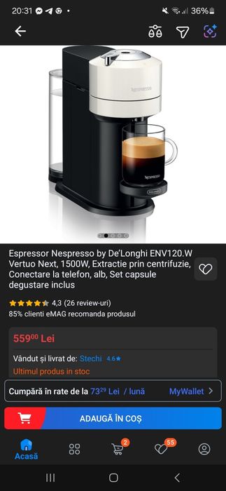 Espressor Nespresso DeLonghi