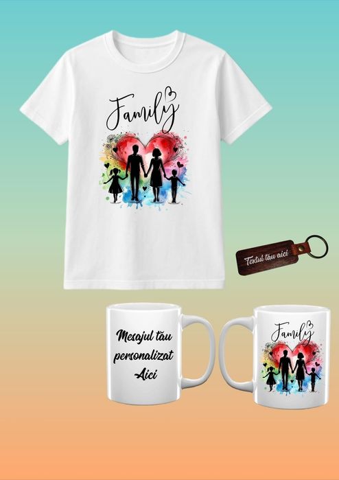 Set cadou: tricou, cană și breloc personalizate la 100 lei