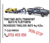 Tractări auto cluj/Transport auto pe platforma/închirieri platforme