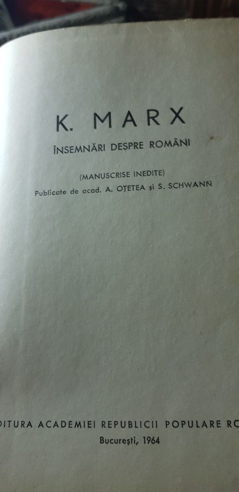 Marx -Însemnări despre romani( manuscrise inedite)