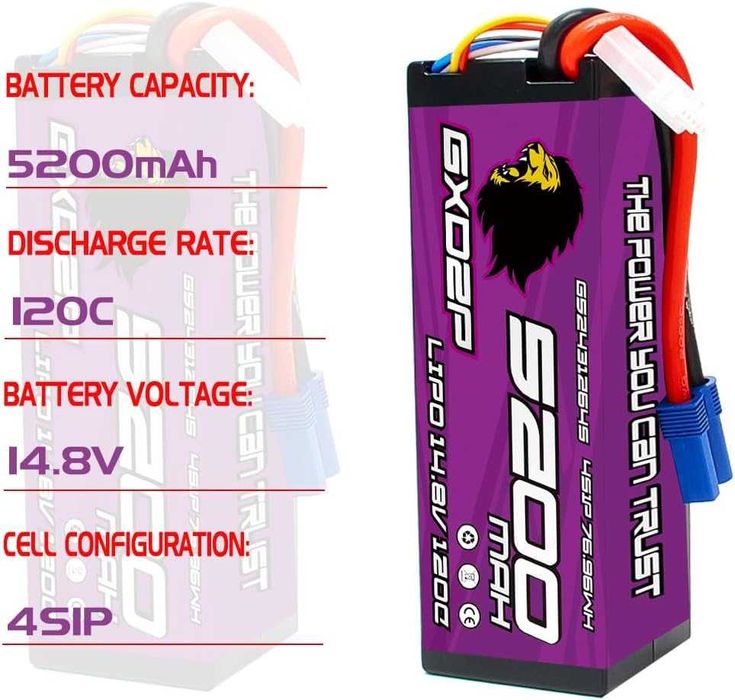 Високопроизводителна 4s литиево-йонна батерия, 2 броя, 14.8v 5200mah