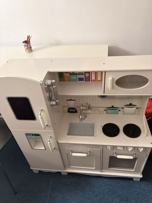 Bucatarie copii Iso Trade, 92.5x51x98cm, Lemn, Alb