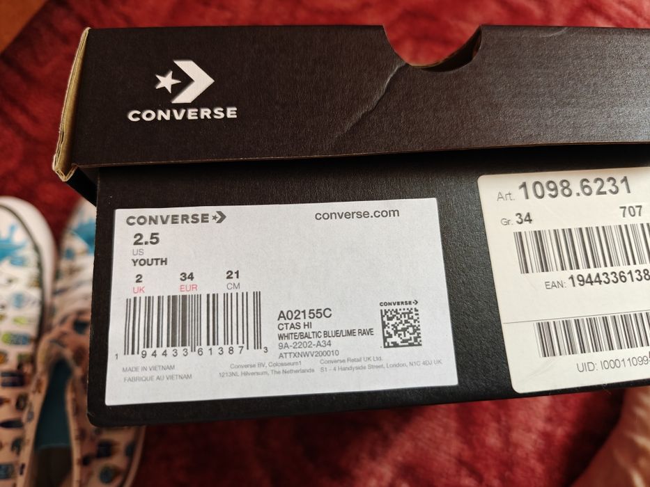 Tenesi adidasi noi Converse Chuck Taylor All Star no. 34 fete baieti