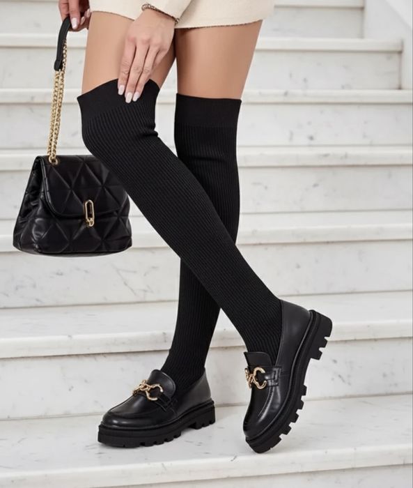 Cizme peste genunchi negre