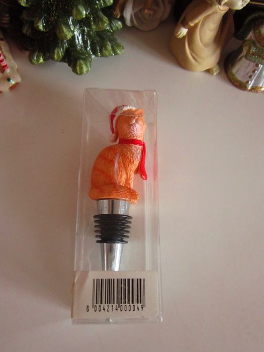 cadou rar dop sticla Craciun Cat Wine Stoper handmade colectie Germany
