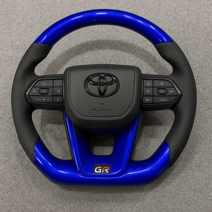 Toyota GR спортен волан син карбон кожа Yaris Corolla C-HR