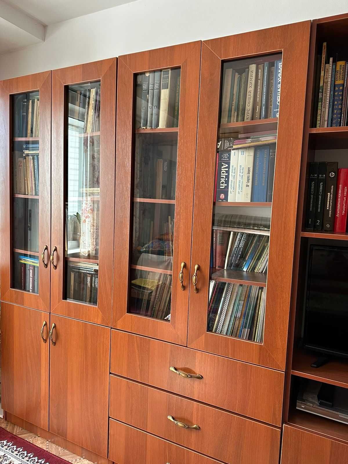 Закрытые книжные шкафы со стеклом