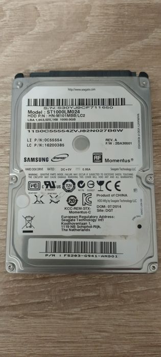 Продам HDD диск для ноутбука на 1 тб .