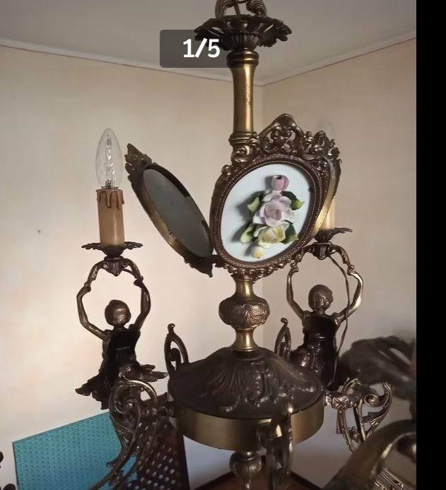 Lustră din bronz si ceramică
