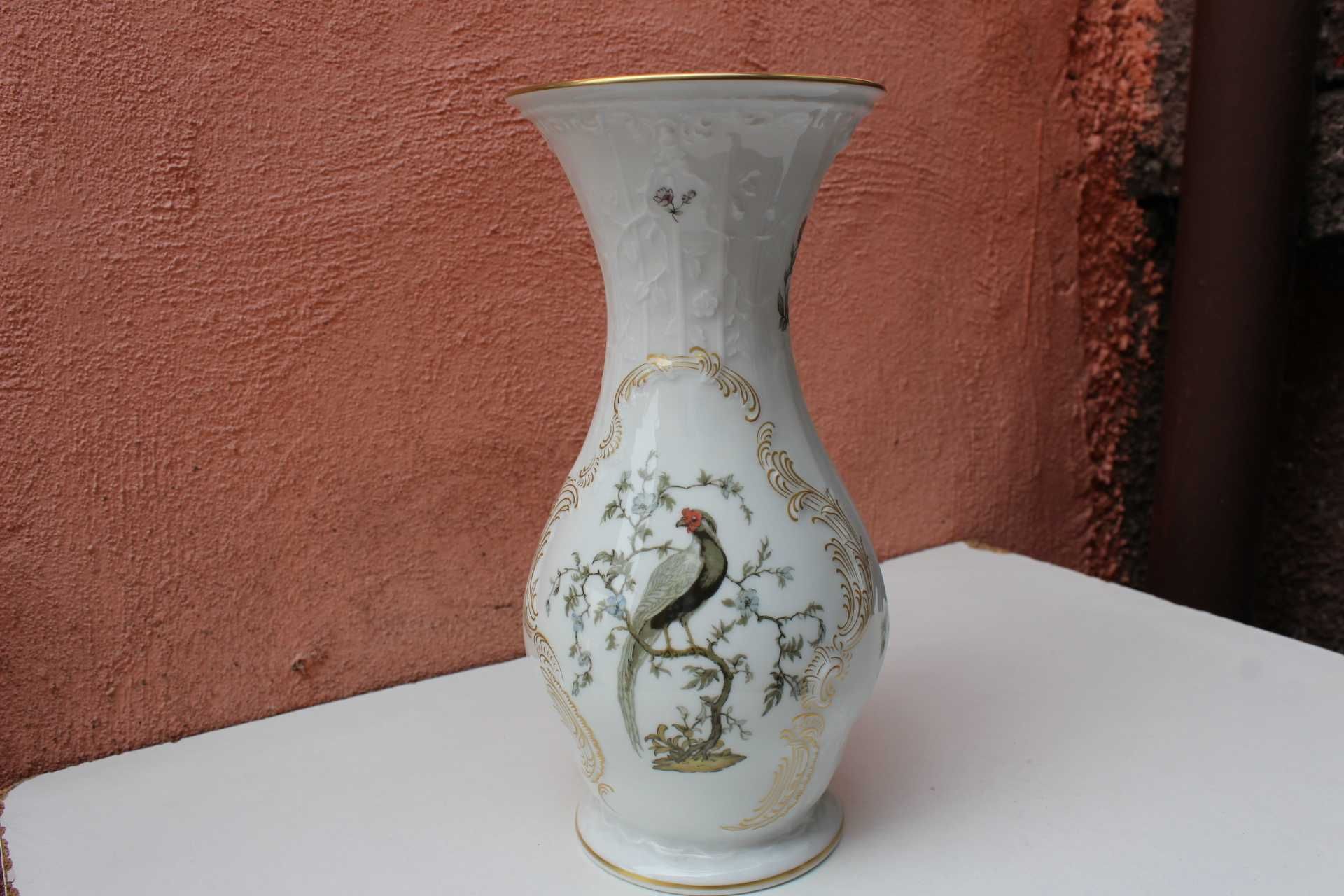 Vaza portelan colectie ROSENTHAL, Birds of paradise, pictata manual
