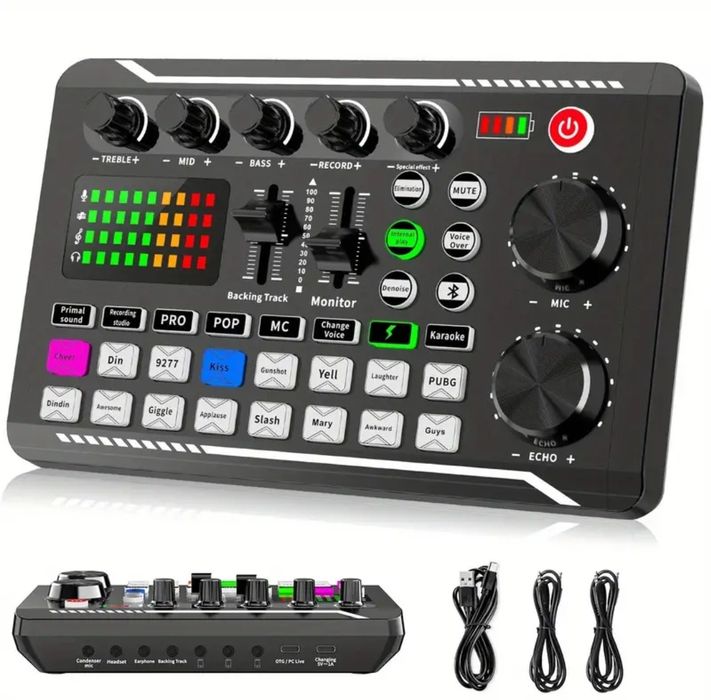 Placa de sunet externa mixer dj cu efecte de sunet și Bluetooth
