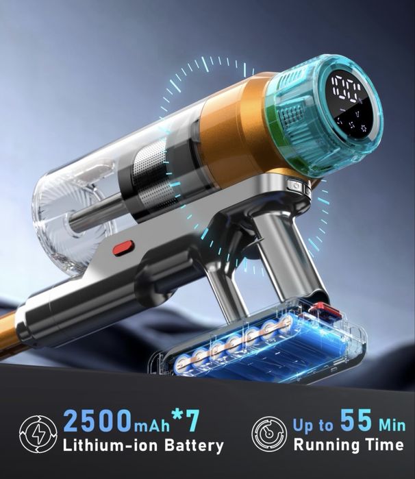 Мощна безкабелна прахосмукачка 600W 55kPa