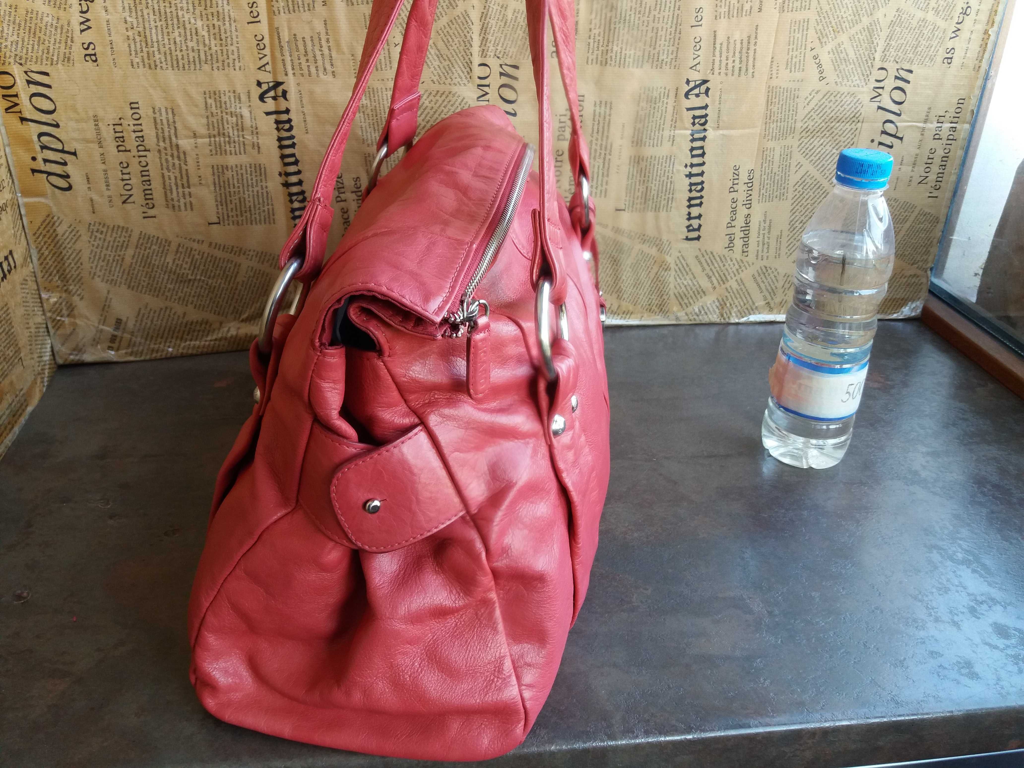 PICARD червена чанта- естествена кожа