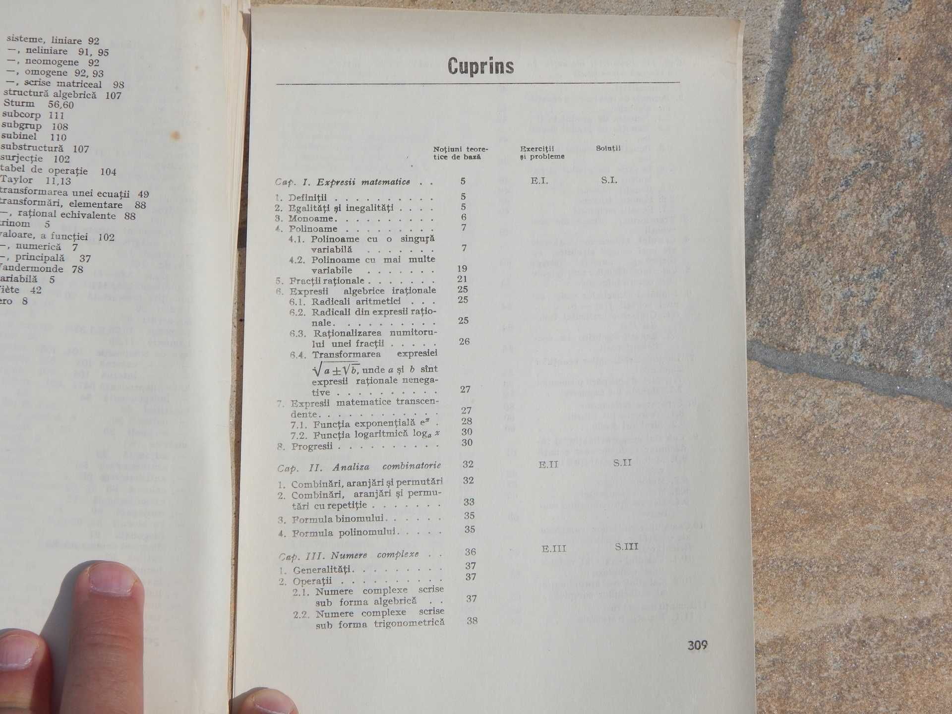 Fise algebra elevi absolventi licee Editura Dacia Cluj-Napoca 1976
