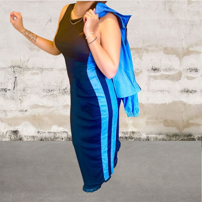 Дамски комплект от две части дълга рокля + яке втален дизайн