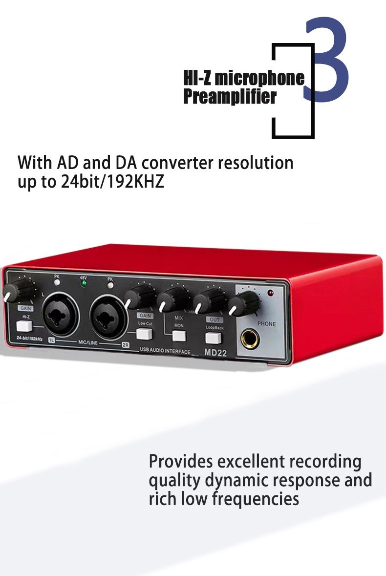 Смесител, USB аудио интерфейс RP-MD22 G2, 24 bit/192kHz, Plug and Play