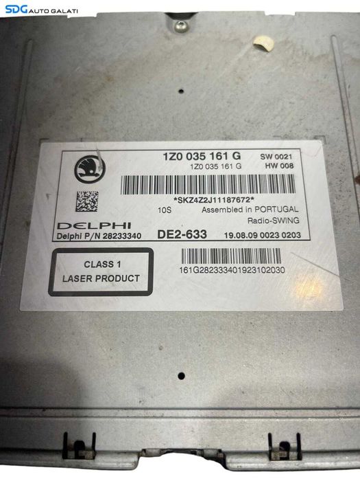 Radio CD Player Stream SkodaAuto Skoda Octavia 2 2004 - 2013 Cod 1Z0035161G [S0122]