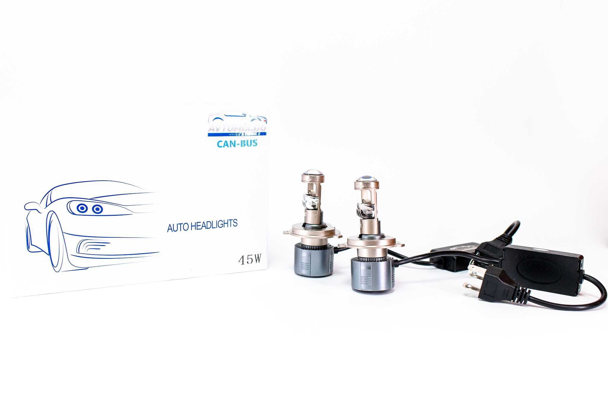 LED Крушки Н4 с лупи,12-24v canbus  1 ГОДИНА ГАРАНЦИЯ