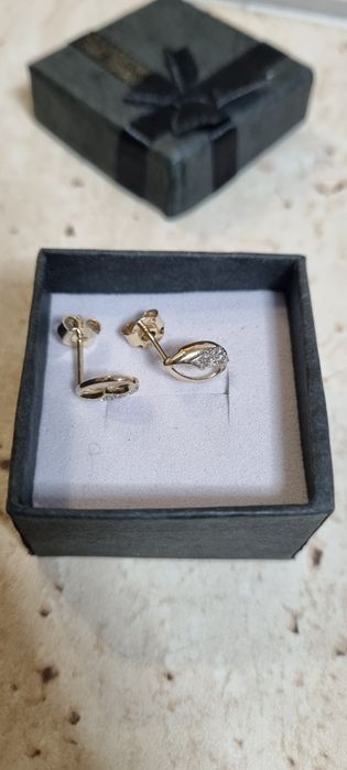 Cercei aur 14k cu diamante naturale
