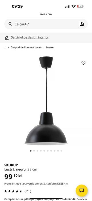 2 x Lustra Skurup neagra